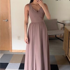 Formal V-Neck Mauve Maxi Dress